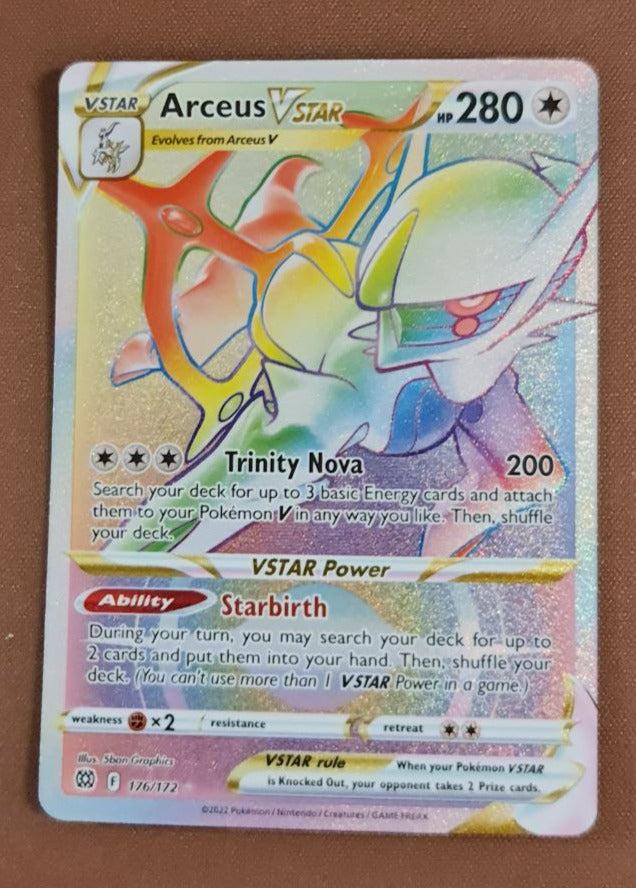 (S) Pokemon Card Brilliant Stars 176/172 Arceus VSTAR Rainbow Rare