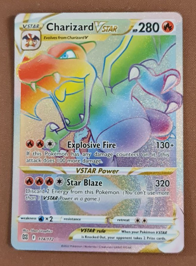 (S) Pokemon Card Brilliant Stars 174/172 Charizard VSTAR Rainbow Rare